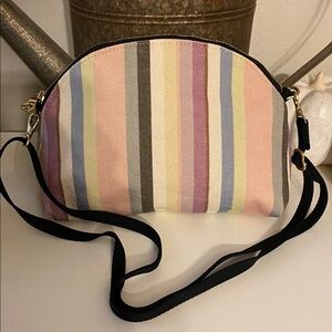 R. RIVETER Hopper Striped Canvas Crossbody with adjustable strap